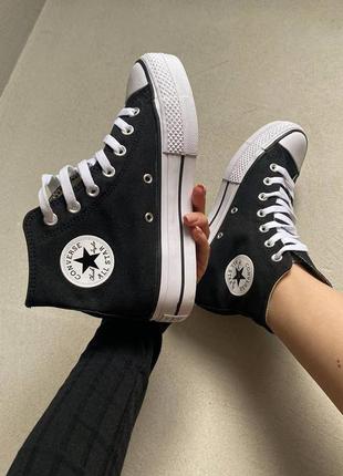 🤩🖤converse high x chuck taylor platform black premium quality🖤🤩женские кеды конверс премиум, кеди жіночі конверс весна-осінь6 фото