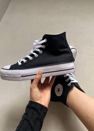 🤩🖤converse high x chuck taylor platform black premium quality🖤🤩жіночі кеди конверс преміум, кеді жіночі конверс весна-осінь5 фото