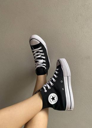 🤩🖤converse high x chuck taylor platform black premium quality🖤🤩женские кеды конверс премиум, кеди жіночі конверс весна-осінь8 фото