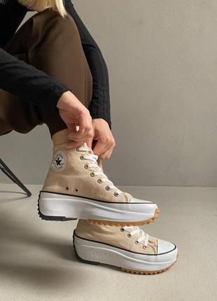 Converse birds star hike beige, кеди конверс високі бежеві весна-осінь, жіночі кеді конверс