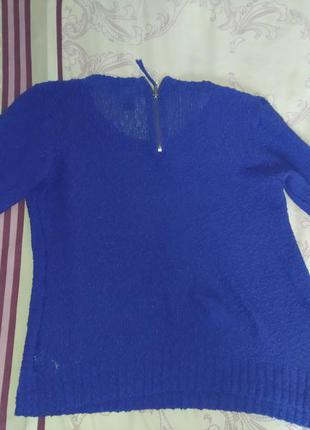 Красивый свитер ульттрамарин модная вязка большого размера
