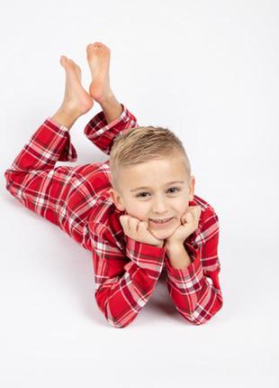 Пижама для мальчиков c начесом красная в клетку cyberjammies frankie 6616 2