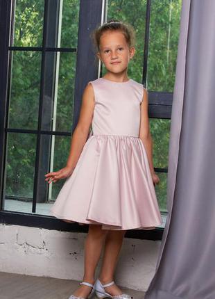 Пудровое ошатне атласну сукню для дівчинки розмір 1165 фото