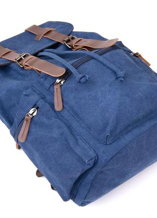 Рюкзак большой синий канвас тканевый текстиль стильный casual кежуал кэжуал7 фото