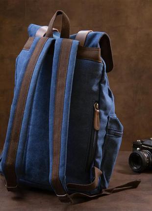 Рюкзак большой синий канвас тканевый текстиль стильный casual кежуал кэжуал2 фото