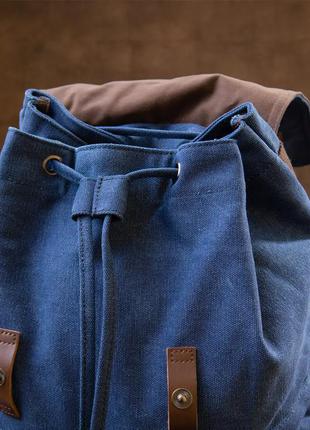 Рюкзак большой синий канвас тканевый текстиль стильный casual кежуал кэжуал3 фото