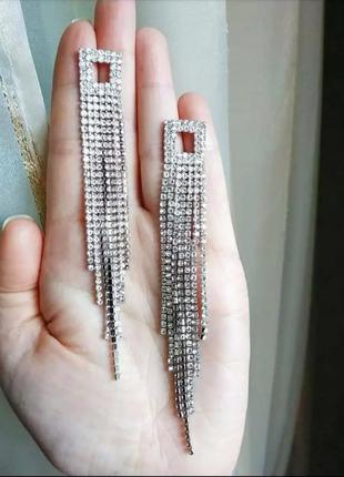 Серьги серебро вечерние вечірні сережки