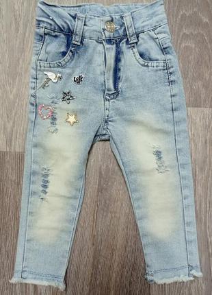 Турецькі джинси на дівчинку, р. 80, 9-12 місяців1 фото