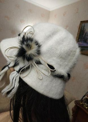 Жіноча тепла панама капелюх з ангори жіноча шапка панамка