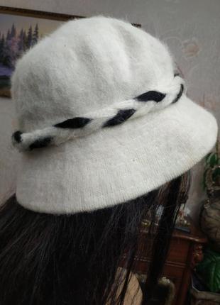 Жіноча тепла панама капелюх з ангори женская шапка панамка7 фото