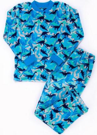 Теплая махровая пижама дино