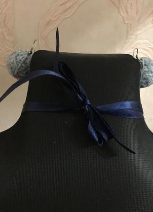 Набор ожерелье чокер серьги в стиле handmade цвет голубой синий3 фото