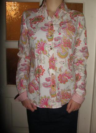 Интересная приталенная рубашка блузка  огуречный рисунок  узор пейсли1 фото