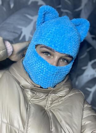 Вязаная балаклава кошка