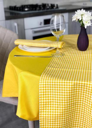 Раннер, доріжка на стіл, в жовто-білу дрібну клітку