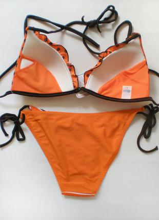 Яркий оранжевый купальник на завязках, l, польша.2 фото