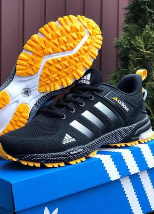 Чоловічі демісезонні чорні кросівки (щільний текстиль) adidas marathon 🆕