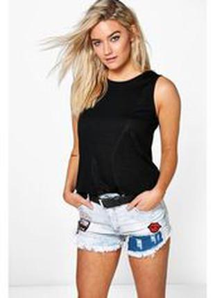 🍇чорний топ в рубчик boohoo! 🍉розмір 6 (34)