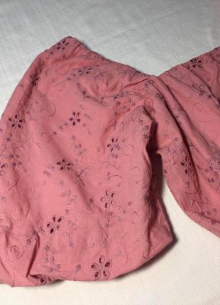 Платье мини zara розовое с квадратным вырезом, объёмные рукава буфы пышные, свободное3 фото