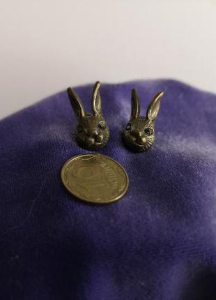 Серьги-гвоздики кролики2 фото