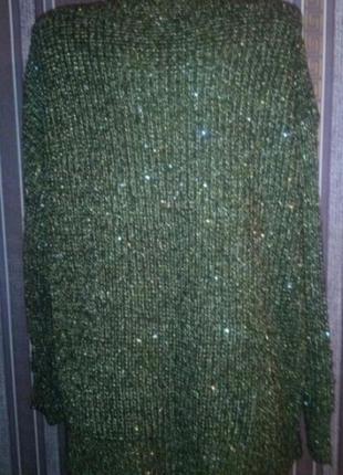 Нарядный зелено-болотный свитер 52 размер2 фото