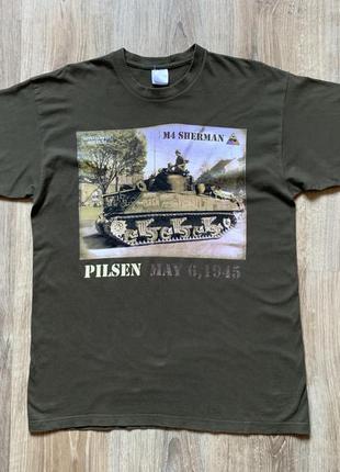 Мужская редкая винтажная футболка с принтом танка m4 sherman vintage t shirt