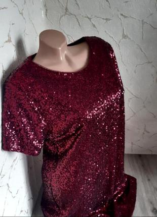 Вечерний,коктейльное платье, платье в пайетки вишнеао/бордовое, 48-503 фото