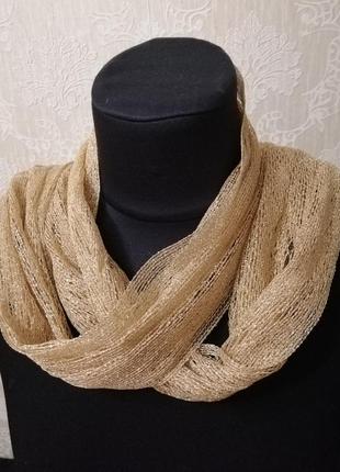 Шарф сетка, паутинка, золото