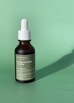 Заспокійлива ампула з хауттюйнией і чайним деревом mary&may houttuynia cordata + tea tree serum, 30 мл