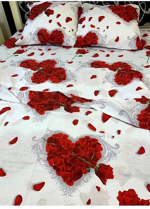 Постільна білизна голд бязь рози серце