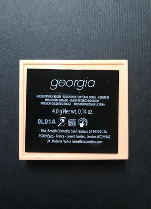 Золотисто персиковые румяна benefit georgia golden peach blush4 фото