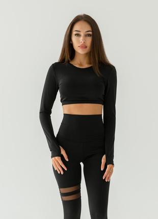 Спортивный кроп-топ c прорезью для пальца. топ для фитнеса