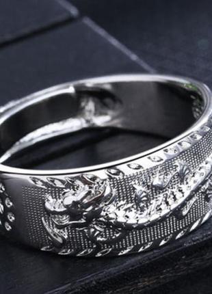 Кольцо дракон белый металл универсальный металл+подарок