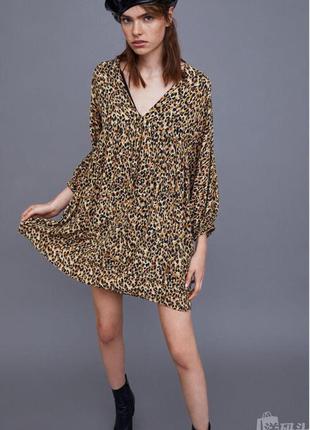 Платье туника в леопардовый принт zara