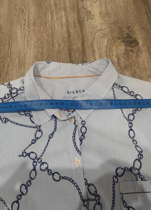 Сорочка в смужку блакитного кольору в принт з ланцюгами chain print7 фото