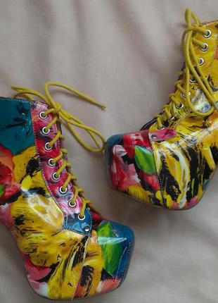 Jeffrey campbell lita light multi print (светится каблук при ходьбе)5 фото