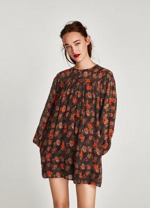 Этническое платье в цветочный принт zara