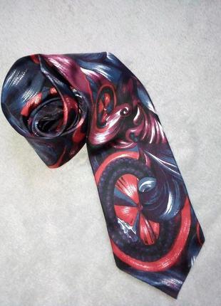 Шелковый галстук принт рисунок да винчи2 фото