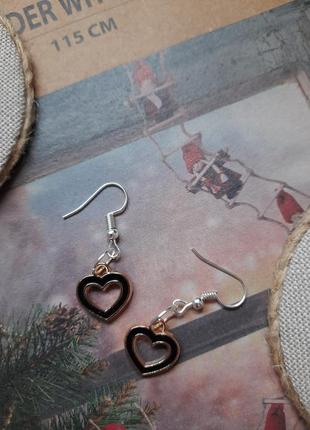 Сережки сердечки сердце серьги украшения бижутерия
