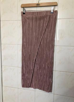 Плиссированная юбка на запах с разрезом zara5 фото