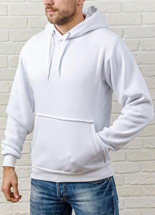 Худи белое на флисе❄премiум якість, толстовка тёплая