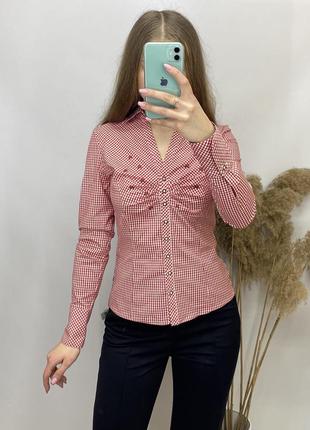 Винтажная блуза с вышивкой блузка с розами в клетку рубашка4 фото