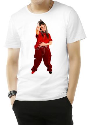 Чоловіча футболка з принтом "billie eilish (біллі айлиш) в червоному 2" push it s, білий