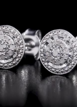 Серьги пуссеты гвоздики серебро и бриллианты куплены в сша новые1 фото