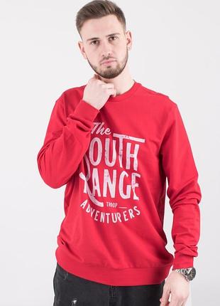 Стильний червоний чоловічий світшот з написом кофта реглан гольф