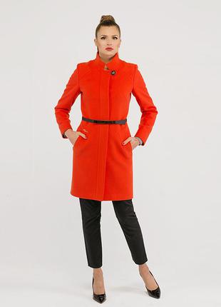Кашемировое пальто 42 48р классика ворот стойка красное демисезон