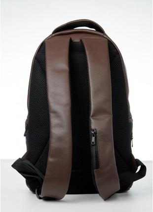 Мужской рюкзак шоколадный из кожзама7 фото