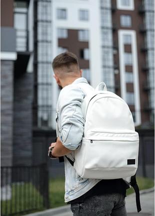 Мужской рюкзак белый из экокожи
