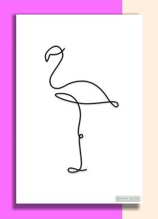 Інтер'єру єрна абстрактна настінна арт картина панно на полотні manific decor фламінго 40*60 см