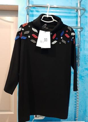 Светр-туніка з перлинами